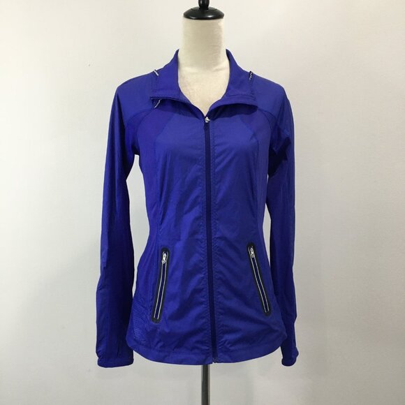 LULULEMON Athletica Blue Zip Pocket Mesh Insert Lightweight Activewear Jacket - Picture 3 of 16